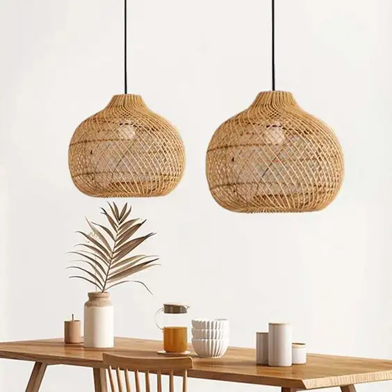 Бамбуковый абажур из ротанга, плетеная корзина из ротанга, подходит для гостиной, столовой и коридора, оптом