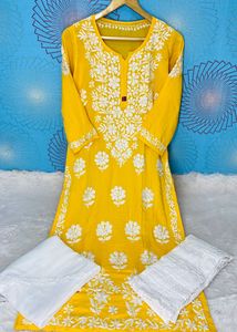 Ensemble indien traditionnel Lukhnowi Chikankari Kurti Plazzo pour femmes à la mode filles Varni exporte la meilleure qualité en gros - Product Image 2
