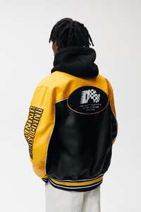 Veste en cuir pour homme avec logo 3D personnalisé brodé, veste de pilote originale en cuir, patch en chenille bicolore, veste en cuir d'hiver - Product Image 3