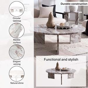 Table basse Sawar en marbre massif, faite à la main au design moderne, finition blanche naturelle, salon extérieur pliable de qualité supérieure - Product Image 2