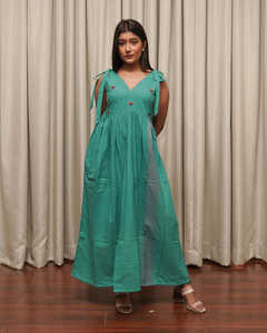 À la mode 100% coton Maxi robe pour femmes motif solide pour Beach Party anniversaire tenues d'été-Vente en gros - Product Image 3