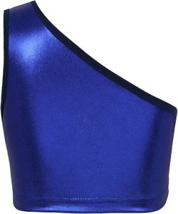 Professionnel Maker Filles Brillant Métallique Une Épaule Crop Tops Respirant Gymnastique Ballet Danse Costumes Dentelle Prix Réglable - Product Image 2