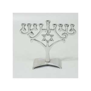 Hot Selling Creative <b>Silver</b> Color Metal Menorah Candle Stand Superior Quality Lighting Decor Designer Candelabra Hotel Decor - Product Image 1