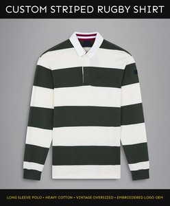 Camiseta de Rugby a Rayas Personalizada para Hombre, Manga Larga, Tejido Jersey 100% Algodón, Estilo Vintage, Logotipo Bordado, OEM - Product Image 6