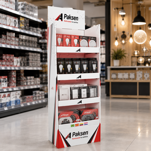 Vollfarbiger Wellpappe-Bodendisplay-Ständer für Verpackte Auto-LED-Lampen und Elektronische Waren - Product Image 3