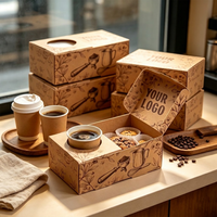 Boîte à emporter personnalisée pour boulangerie avec porte-gobelet, emballage alimentaire pour café et restaurant, vente en gros