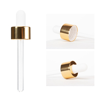 Parfum de luxe argent or rose bouchon rouge verre 18/410 24/410 compte-gouttes avec pipette en verre pour bouteille d'huile essentielle