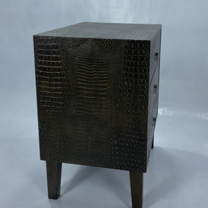 Modern Design Crocodile Skin Faux <b>Foldable</b> Extendable Convertible Bedside <b>Table</b> 3 Drawers Apartment Living Room Bedroom - Product Image 3
