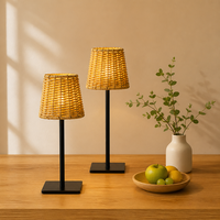 Lampe de table sans fil créative en osier tressé avec variateur tactile, autonomie de 5 heures, antidérapante, pour hôtel, café, bar et terrasse