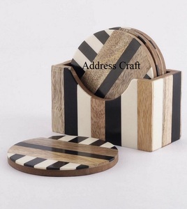 Posavasos Redondos de Madera y Resina Vintage de Tendencia, Posavasos Personalizados Resistentes al Calor, Decoración para Mesa de Hogar, Alfombrillas y Protectores - Product Image 1