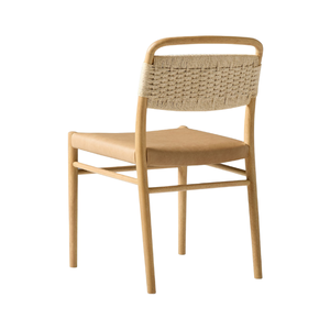 Modern European Minimalist Teak Wood Rattan Dining <b>Chair</b> Curved Back Frame Cushioned Seat Eco-Friendly Home Furniture Indoor - Product Image 5