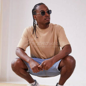 T-shirt surdimensionné pour hommes 100% coton personnalisé en gros 300 Gsm haute qualité tricoté motif solide conception vierge poids lourd - Product Image 1