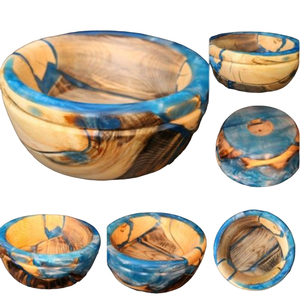 Utensilios de cocina Vajilla Serverware Tazón Buena calidad Forma redonda Tazón para servir frutas de madera y resina Vajilla para el hogar - Product Image 1