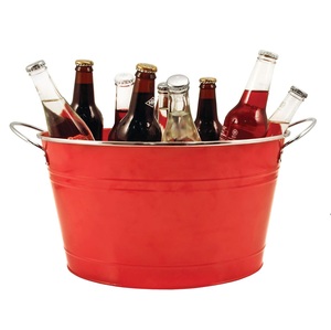 Seau à glace ovale en métal pour refroidisseur de vin avec manche en bois enduit noir pour les fêtes de bar seaux à glace à champagne - Product Image 4