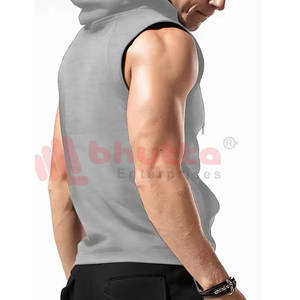 Hoodie sans manches en satin tricoté respirant pour homme, idéal pour l'entraînement sportif estival - Coton biologique, couleurs et tailles personnalisables - Product Image 2