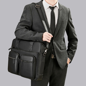 Men's Business Briefcase Fit 15" PC Genuine Leather Handbag Real Leather Male <b>Laptop</b> Handbag A4 Office Man Crossbody Bag - Product Image 2