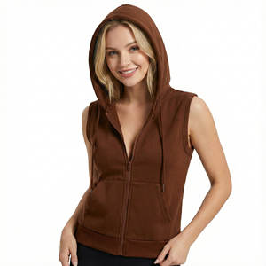 Chalecos con Capucha al por Mayor para Mujer, Casuales, sin Mangas, con Cremallera Completa, Mezcla de Algodón Suave, Ropa Urbana, Hechos a Medida, Precio al por Mayor - Product Image 1