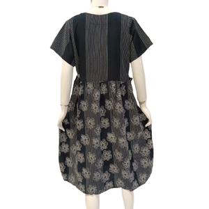 Venta al por mayor de las mujeres del Vintage vestido casual negro lindo patrón simple modelo natural cintura botón lavable para uso diario - Product Image 3