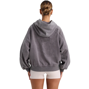 Sweat à capuche pour femme de haute qualité, coupe oversize à épaules tombantes, délavé à l'acide, 100% coton, personnalisable - Product Image 4