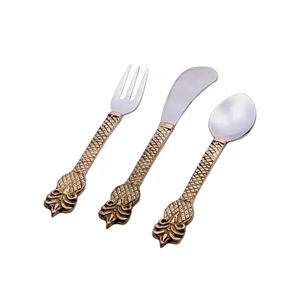 Ensemble de couverts modernes en laiton avec poignée torsadée pour la maison, le Restaurant, l'hôtel, en forme d'ananas - Product Image 4