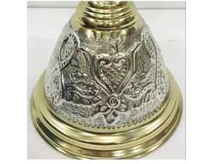 Vase unique en laiton égyptien martelé, or et argent oxydés, luxe, grand modèle, technique de laque - Product Image 3