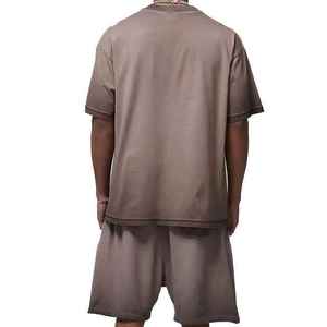 T-shirt et short d'été en coton pour hommes, tenue deux pièces, vêtements de sport de plein air pour l'entraînement et le fitness - Product Image 4