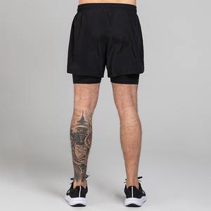 100% Polyester Hommes Board Shorts Taille Moyenne Cordon Fermeture Solide Noir avec Sublimation Tricoté Toile Motif - Product Image 3