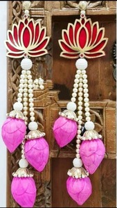 พวงมาลัยดอกบัวประดับด้วยไข่มุกสำหรับตกแต่งวัดงานแต่งงานแขวนในเทศกาลแต่งงานเอ็มดีเอฟสายห้อยดอกบัวชากาเทอร์ธีฉากหลัง - Product Image 5