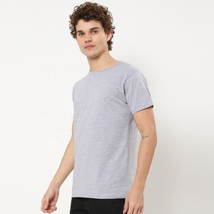 Venta al por mayor OEM 100% algodón tejido Ultra suave cuello redondo Camiseta logotipo personalizado impresión patrón de letra Lisa diseño para hombres - Product Image 1