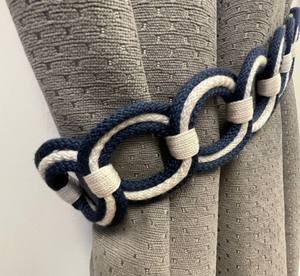 Sujetadores de Cortinas de Cuerda de Algodón Natural, Decoración Náutica, Decoración de Playa, Sujetador de Cortina Azul Marino, Cuerda de Yute - Product Image 2