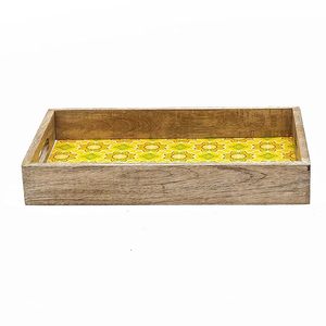 Bandeja de servicio impresa de madera decorativa con mango de metal Bandeja de madera impresa elegante para té, café y aperitivos a bajo precio - Product Image 6