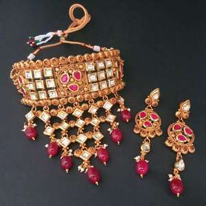 ชุดสร้อยคอทองแดงพร้อมสร้อยโชคเกอร์หินโฆษณาชุดเครื่องประดับชั้นดี FBB0091C - Product Image 1