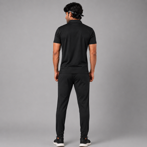 Dominance Performance for <b>Polo</b> <b>Shirt</b> Black-<b>4XL</b> 5XL 6XL Spandex Knit Embroidered Logo Solid Pattern - Product Image 3