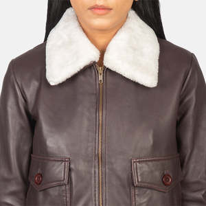 Blouson aviateur en cuir marron coupe-vent Stella G-1 - Product Image 6
