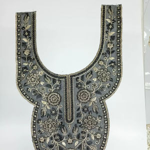 Parche texturizado para cuello con base de red y bordado artístico con trabajo de lentejuelas para blusa étnica india Kurti - Product Image 1