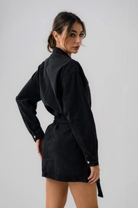 Wholesale Custom <b>Ladies</b> Denim Dress High Quality Solid Color <b>Overall</b> Jeans Dress for Women 2025 - Product Image 4