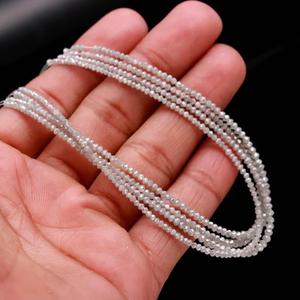 Cuentas Redondas Facetadas de Diamante Blanco Lustre LD de 3 mm, Piedras Sueltas para la Fabricación de Joyas, Venta al por Mayor, Alta Calidad, Hilo Completo - Product Image 2