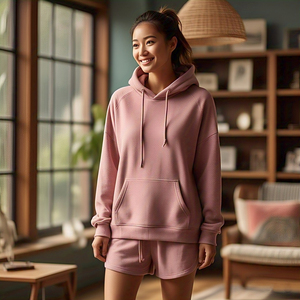 Sweat à capuche pour femmes à épaules tombantes coupe ample pull-over à capuche personnalisé pour femmes - Product Image 3
