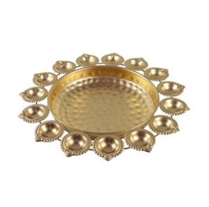 Paquete de 3 de metal de estilo único tradicional Urli Diya con latón para decoración interior del hogar Diwali Bowl Diya para decoración del hogar - Product Image 3