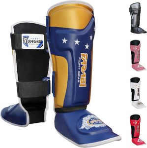 Protège-tibias en cuir PU Farabi, légers, pliables, protection des pieds, fermeture à boucle, pour adultes, boxe, kickboxing, entraînement sportif - Product Image 1