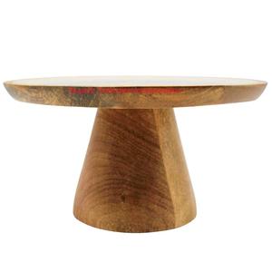 Soporte para tartas de madera de teca hecho a mano, plato de servicio de pedestal de madera con acabado natural para decoración de bodas y fiestas a un precio asequible - Product Image 5