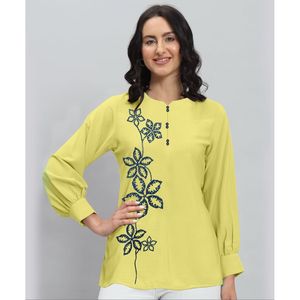 เสื้อท่อนบนผ้าลินินลายดอกไม้ปักลายด้านข้าง KN - Product Image 4