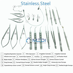 Excelente Juego de Instrumentos Quirúrgicos Oftálmicos LH, 21 Piezas de Acero Inoxidable, Manual, Certificado MOL, Reutilizable para Cataratas - Product Image 4