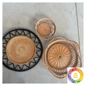 Hermosas placas de cargador de ratán hechas a mano manteles individuales naturales Decoración de mesa rústica boda comedor decoración colgante - Product Image 3