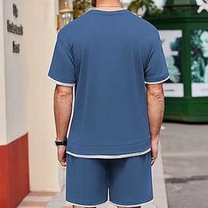 High Quality T Shirt and Shorts Set Summer for <b>Men</b> Low MOQ Apparel Factory Custom Woven Labels - Product Image 2