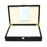 Boîte à bijoux rectangulaire en bois noir brillant sur mesure de luxe avec doublure en velours