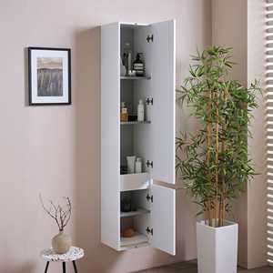 White Suspended Bathroom Column <b>Wall</b> <b>Shelf</b> - Product Image 4