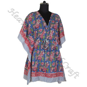 Caftán de algodón con estampado de bloque de mano, caftán indio hecho a mano KFCS101, caftán Abaya, caftán árabe Jalabiya Dubai, estampado de bloque de mano a la moda - Product Image 3