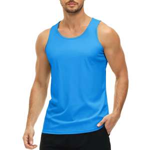 Camiseta sin Mangas de Primera Calidad para Hombre 2025, Camiseta Deportiva Transpirable de Color Azul Sólido, Camisetas Deportivas para Hombre - Product Image 1