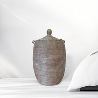 Panier en osier africain extra-large en coton tressé avec couvercle, Sénégal, écologique, pliable, fait à la main, moderne, pour rangement suspendu